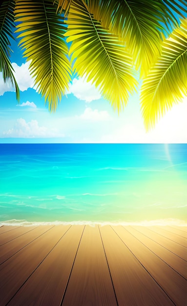Foto una playa tropical con vistas al mar y a las palmeras