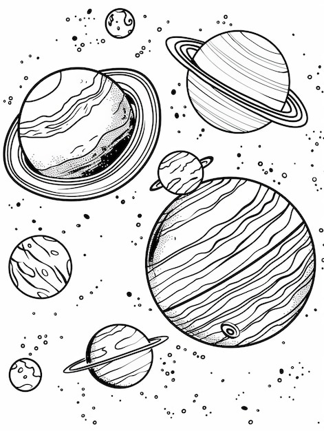 Foto planetas ilustração vetorial desenhada à mão planetas no espaço