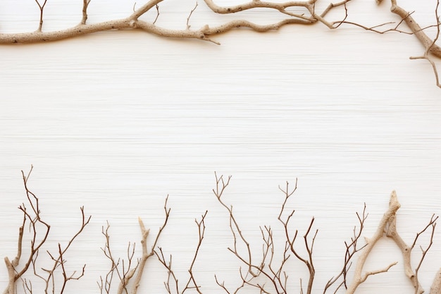 Foto ramos secos em fundo de madeira