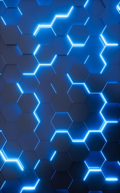Foto renderização em 3d de padrão de fundo hexagonal azul
