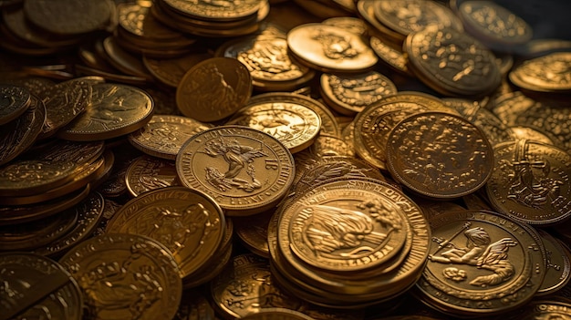 Foto el resplandor del oro despierta su potencial financiero con un papel tapiz de monedas para negocios e inversiones