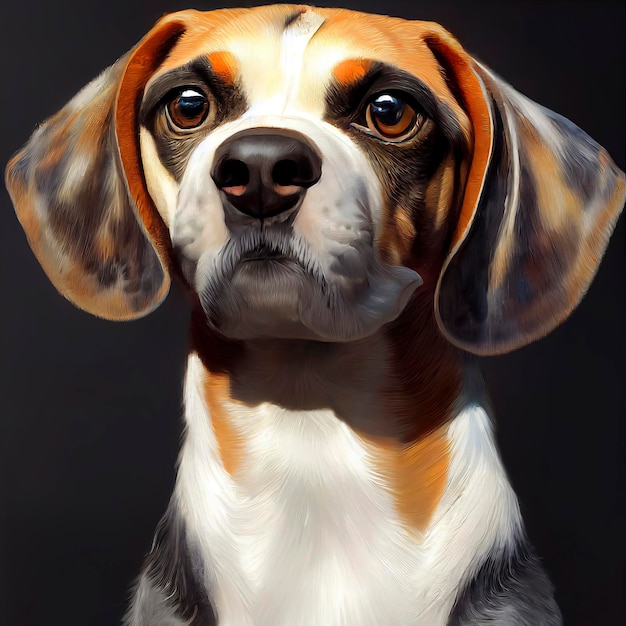 Retrato pintado de un perro beagle
