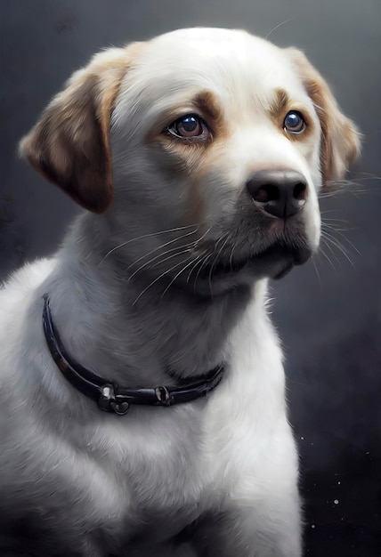 Retrato pintado de un perro golden retriever