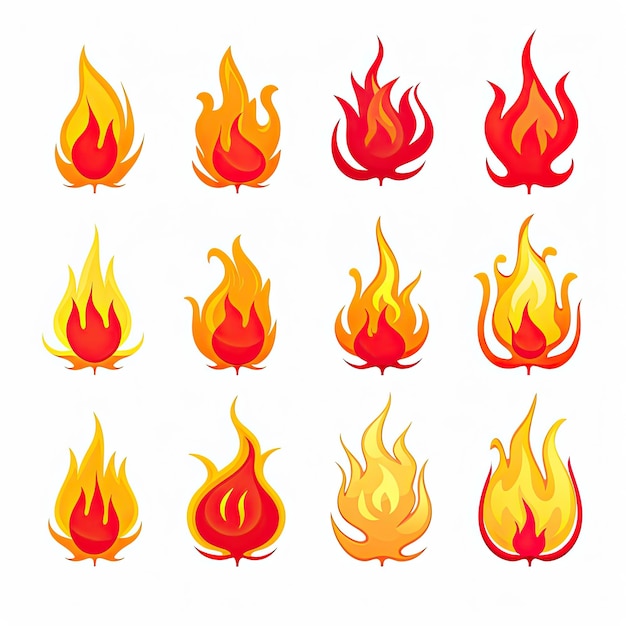 Foto satz von vektorillustrationen von flammen-ikonen