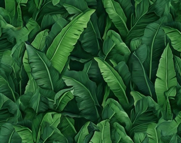 Foto selva de hoja de plátano natural bosque de patrones sin fisuras fondo dibujo ilustración jadeante