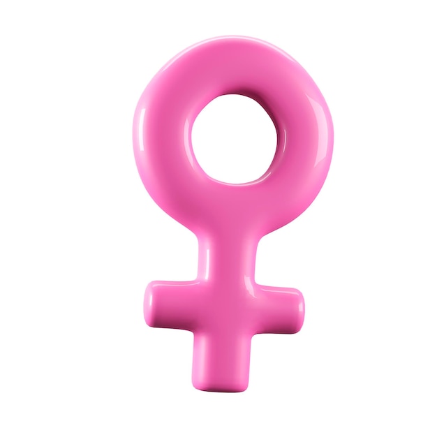 Foto símbolo femenino rosa sobre fondo blanco 3d renderizado