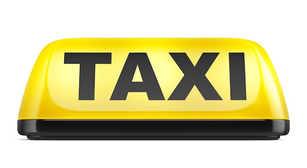Foto sinal de táxi amarelo isolado no fundo branco