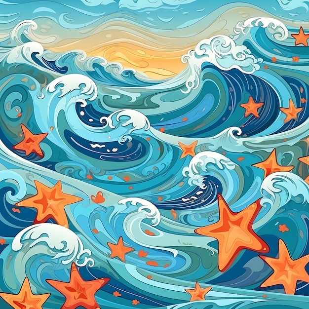 Foto el surrealismo en 2d y las olas del océano