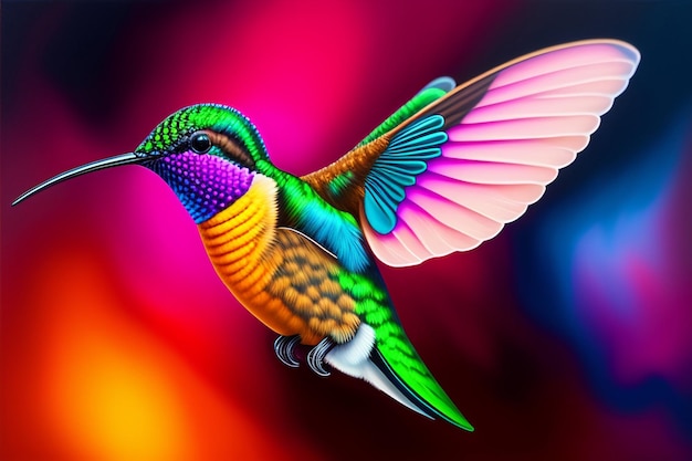 Foto gratuita un colibrí colorido con un fondo colorido.