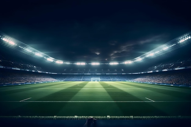 Foto gratuita césped verde ultra detallado estadio de fútbol con iluminación cinematográfica
