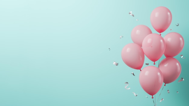 Foto gratuita globos rosas con espacio de copia