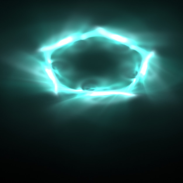 Fondo pentagonal azul con luces de neón
