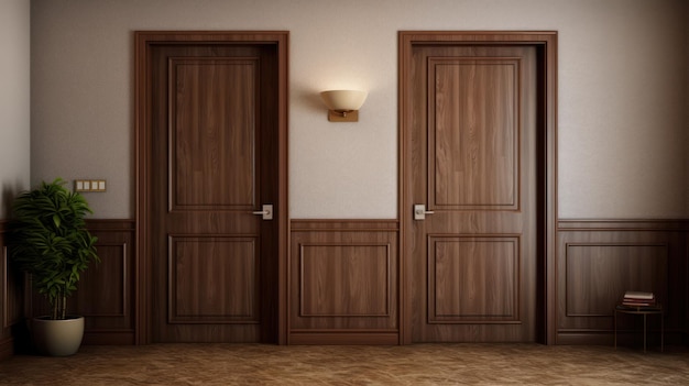 Foto gratuita habitación de hotel con puertas de madera