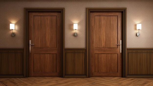 Foto gratuita habitación de hotel con puertas de madera