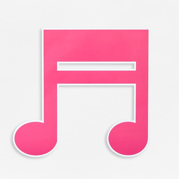 Foto gratuita icono de la nota de música rosa aislado