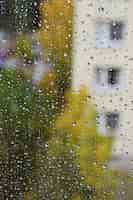 Foto gratuita lluvia. el fondo estacional del otoño con lluvia cae en la ventana.