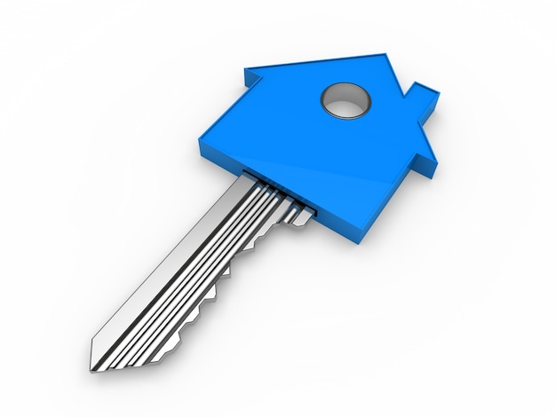 Foto gratuita llave con forma de una casa azul