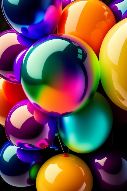 Foto gratuita un montón de globos de colores con la palabra feliz cumpleaños en la parte inferior