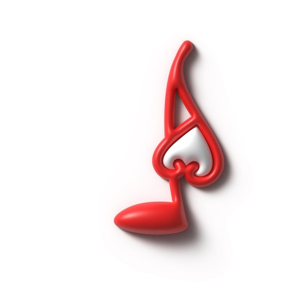 Foto gratuita símbolo de clave de corazón de logotipo 3d de música moderna