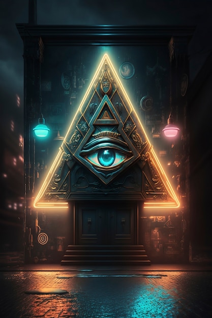 Foto gratuita el símbolo de la sociedad secreta illuminati