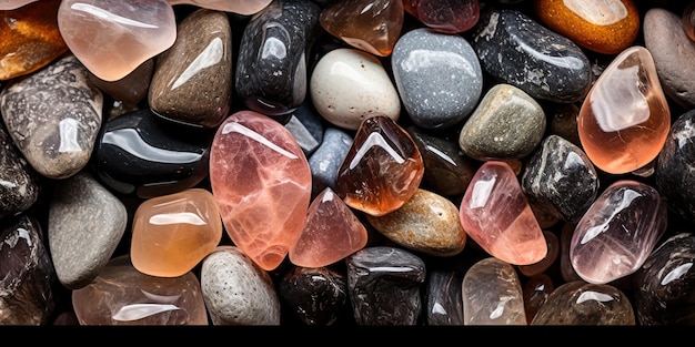 Foto gratuita las piedras pulidas en tonos terrosos brillan con la luz reflejada
