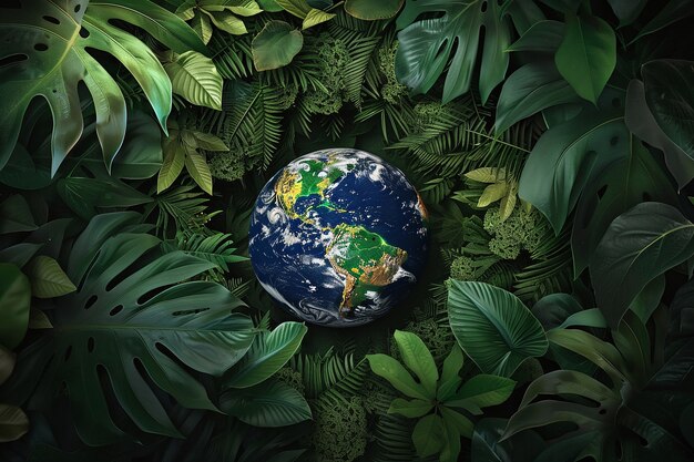El planeta Tierra rodeado de naturaleza y vegetación