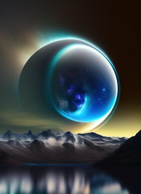 Foto gratuita un planeta con un anillo azul en él