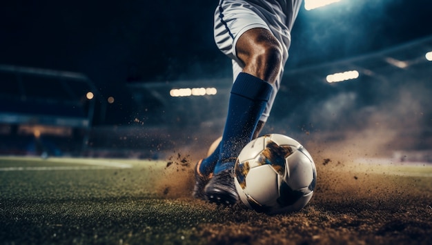 Foto gratuita primer plano de un atleta jugando al fútbol