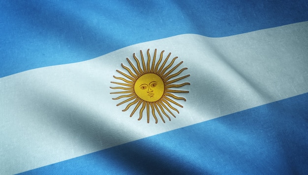 Foto gratuita primer plano de la bandera ondeante de argentina con texturas interesantes