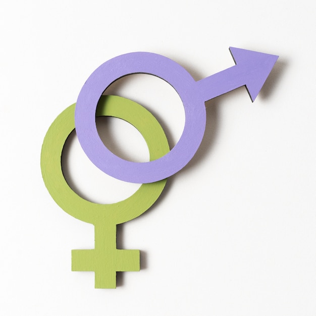 Foto gratuita primer plano de símbolos de género femenino y masculino
