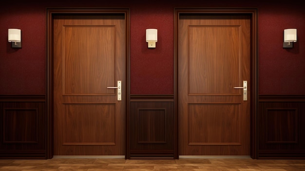 Foto gratuita puertas de madera en una habitación de hotel