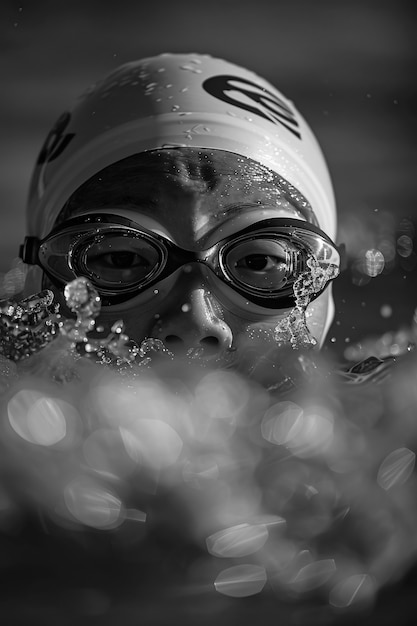 Foto gratuita retrato en blanco y negro de un atleta que participa en los deportes del campeonato olímpico