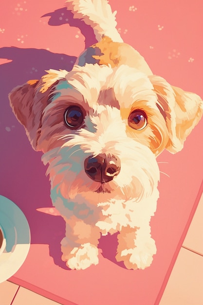 Foto gratuita retrato de un lindo perro en estilo anime