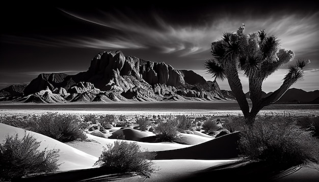 Foto gratuita torre de dunas de arena en tranquila ia generativa en blanco y negro