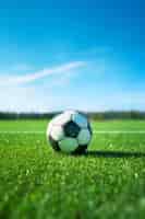 Foto gratuita vista del balón de fútbol en el campo de hierba