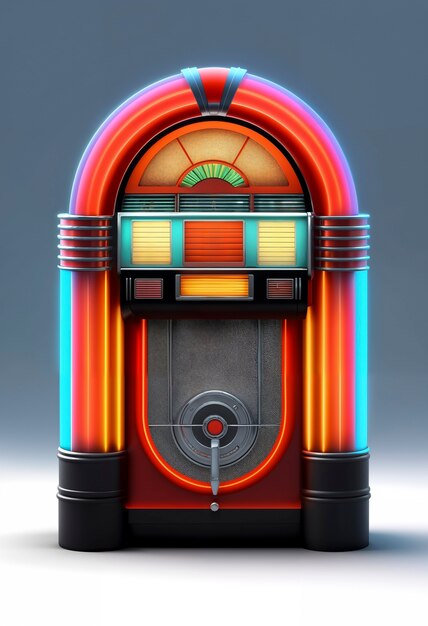 Vista de la máquina de jukebox de aspecto retro
