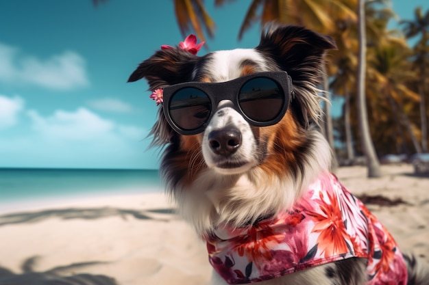 Foto gratuita vista del perro en la playa en verano