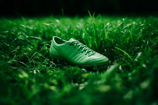 Foto gratuita vista de zapatos de fútbol en el campo de hierba