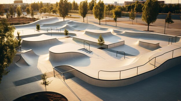 Vista del parco di skateboarding all'aperto