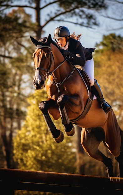 Sport equestre con cavaliere femminile