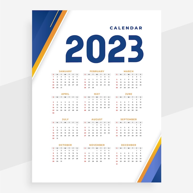 印刷可能なスタイルのベクトルで 2023年紙カレンダー レイアウト