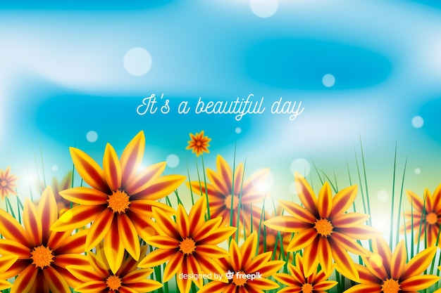 Free vector colorful flowers background with inspirational quote