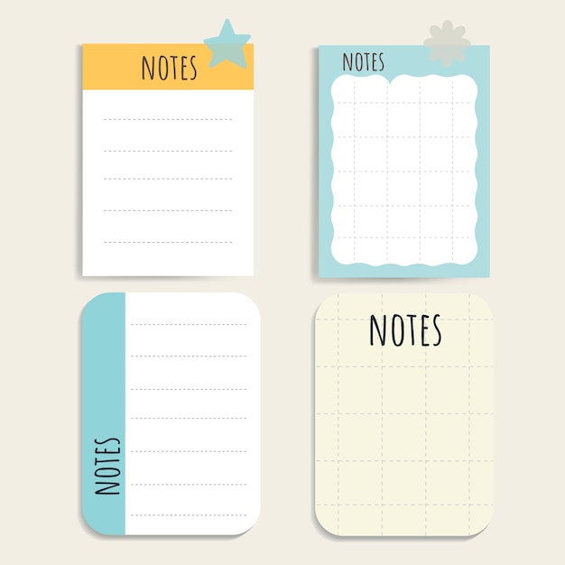 Free vector colorful notepad set