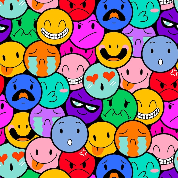 Бесплатное векторное изображение Красочная улыбка смайликов