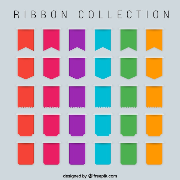 Бесплатное векторное изображение Коллекция красочных лент