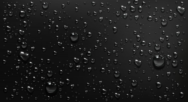Free vector condensation water drops on black glass background