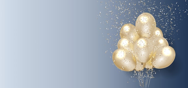 Бесплатное векторное изображение Праздничный баннер на фоне золотых шаров