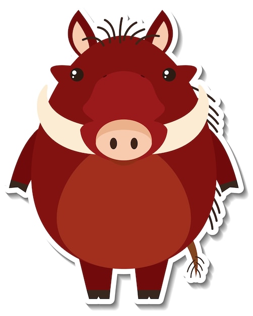 Бесплатное векторное изображение Пухлый кабан животное мультяшный стикер