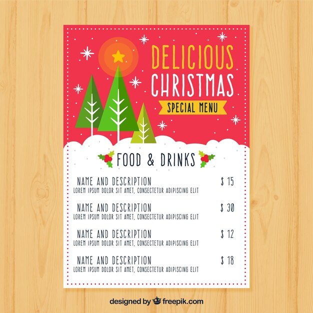 Christmas menu with pines