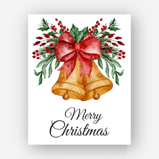Бесплатное векторное изображение Рождественский колокольчик с акварельной иллюстрацией ягодной композиции